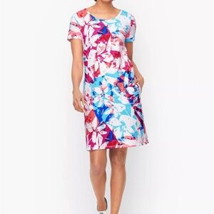 Talbots Cross Back Cozy Crush Dress Floral Stretchy